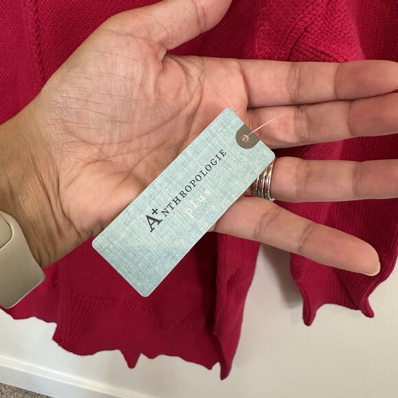 NEW Anthropologie Maeve Mock Neck Sweater Womens Size 1X Pink Tunic Crystal Soft - Picture 6 of 14